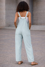 Mint Stripe Dungaree Jumpsuit – Wide-Leg Pocket Overall Jumpsuit