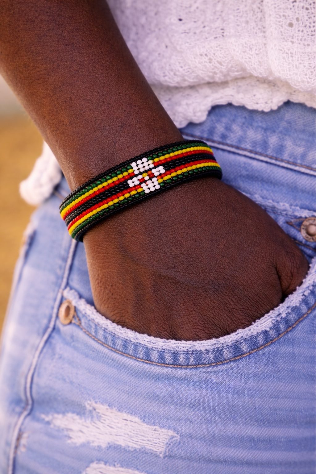 Country Beaded Bracelet – Handmade Cultural Beads Wristband