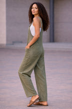 Women’s Stripy Cotton Dungarees Jumpsuit with Pockets