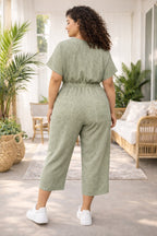 Women’s Striped Cotton Wide-Leg Button Detail Jumpsuit