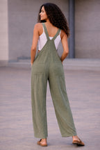 Women’s Stripy Cotton Dungarees Jumpsuit with Pockets