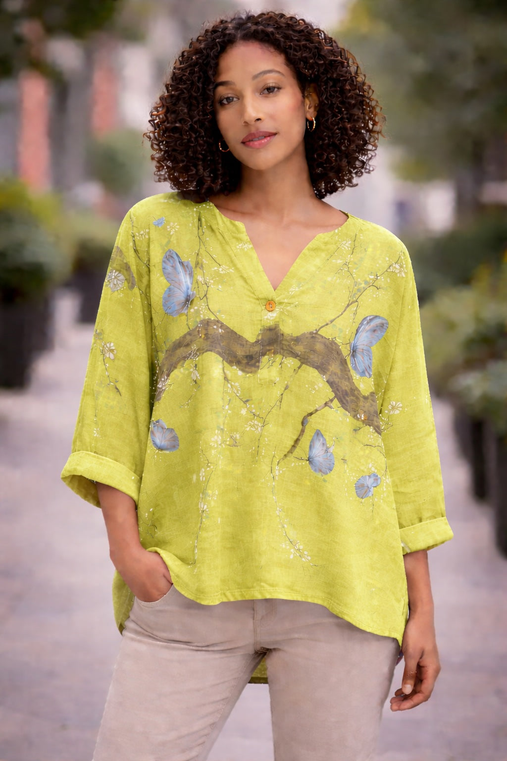 Butterfly Relaxed Tunic Blouse