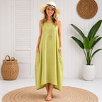 Women’s Stripy Cotton Sleeveless Dress – One Size Up to UK 18