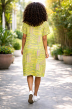 Women’s Colour Sticks Cotton Short Sleeve Dress