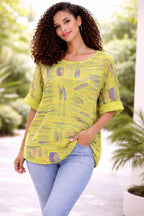 Women’s Colour Stick Print Cotton Relaxed Top