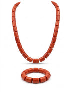 Men’s Nigerian Coral Bead Necklace and Bracelet Set – Traditional Statement Jewellery