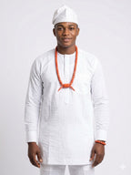 Men’s Nigerian Coral Bead Necklace and Bracelet Set with Pendant – Traditional Jewellery