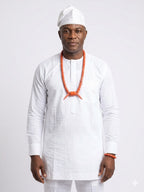 Men’s Nigerian Coral Bead Necklace and Bracelet Set with Pendant – Traditional Jewellery