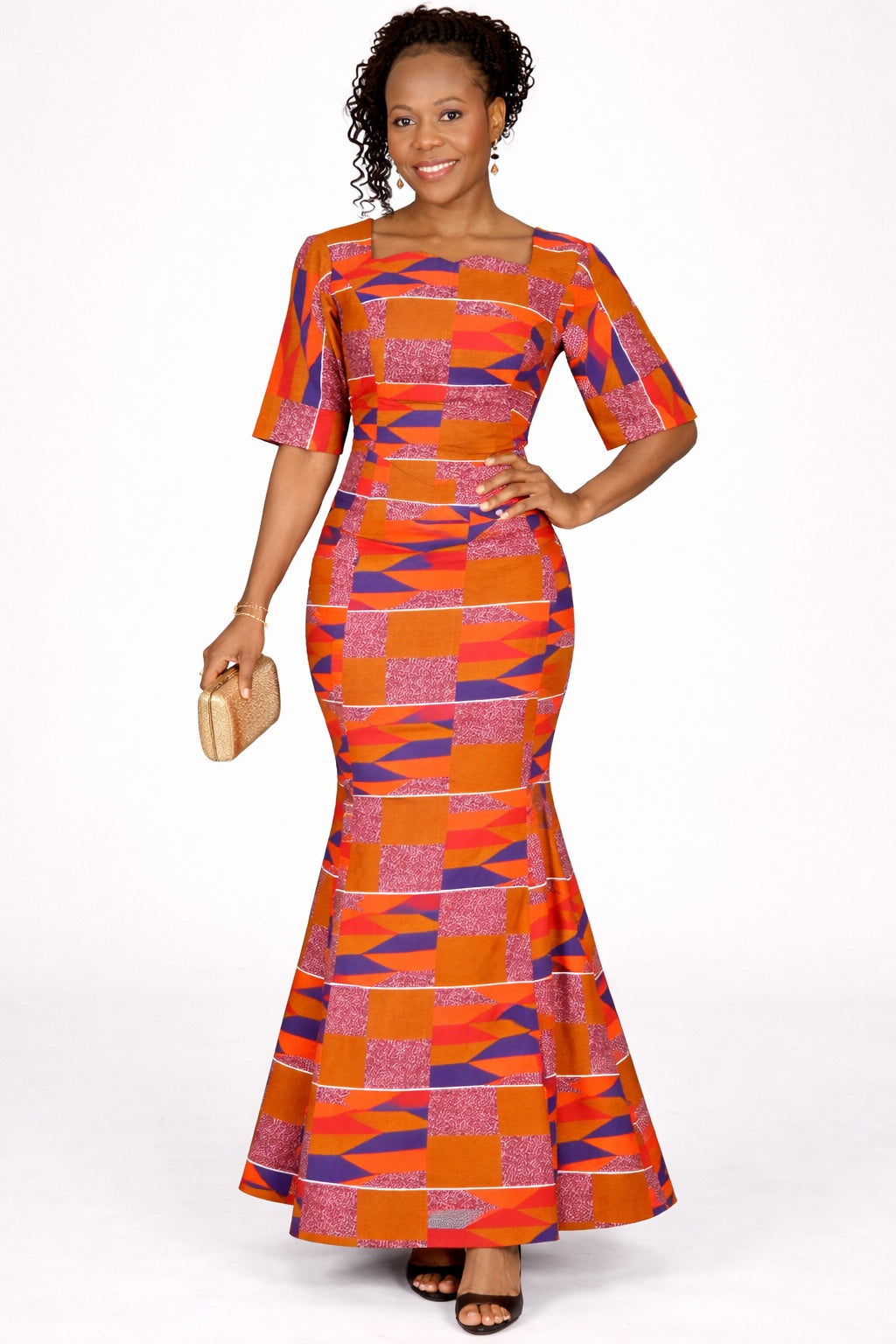 Teefah Colourful Kente African Silhouette Dress