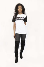 Origin and Tribe Royal Gold Dust Faux Leather Women Tee