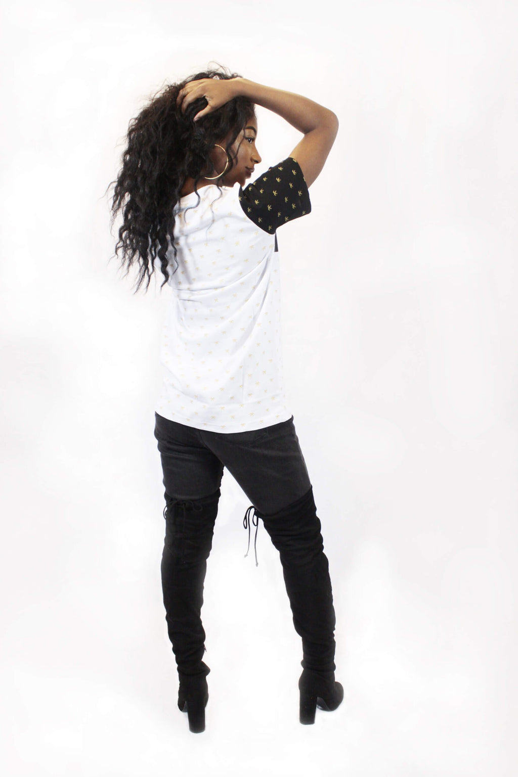 Origin and Tribe Royal Gold Dust Faux Leather Women Tee