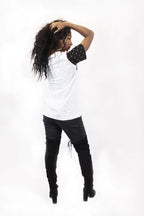 Origin and Tribe Royal Gold Dust Faux Leather Women Tee