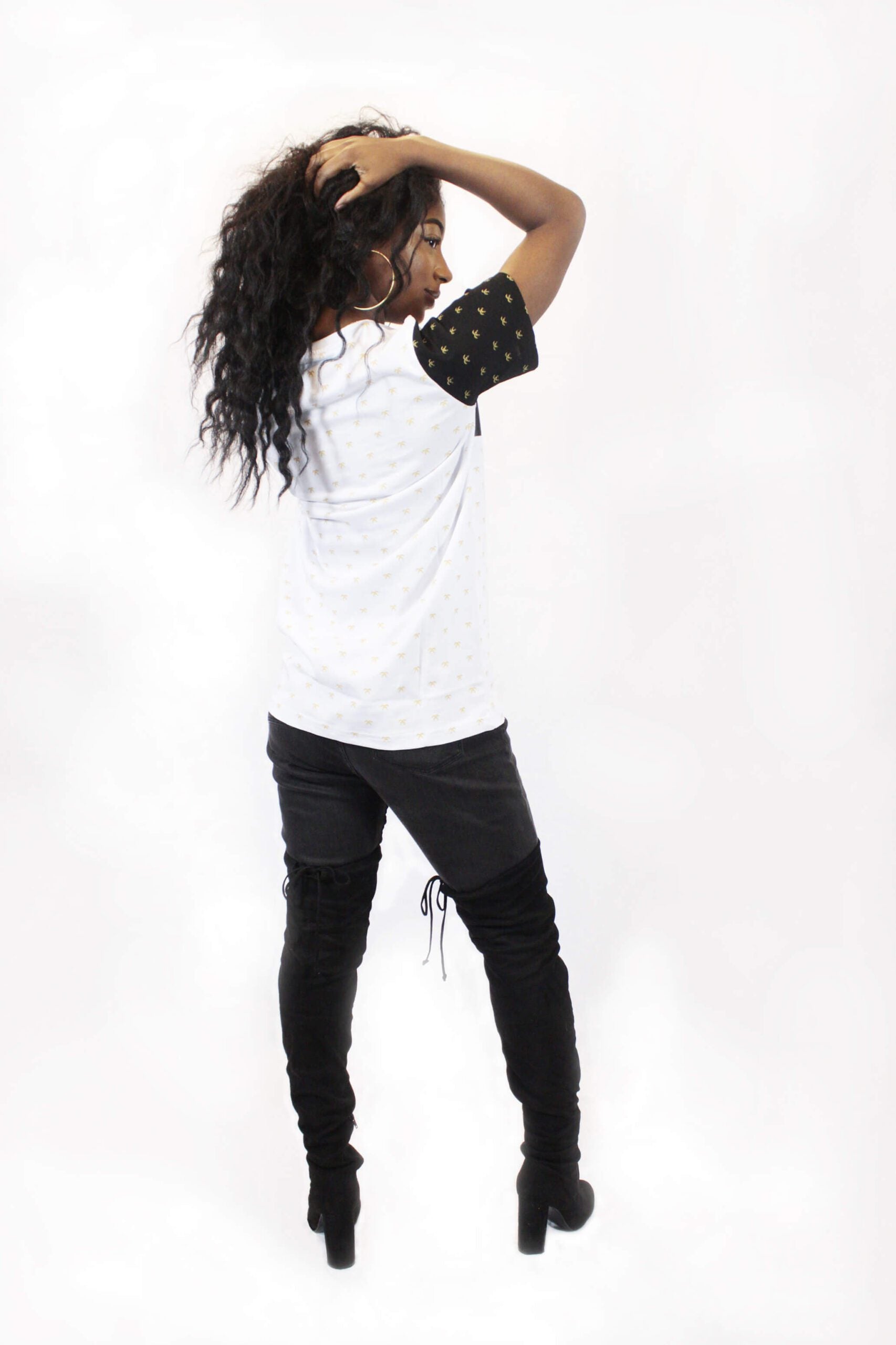 Origin and Tribe Royal Gold Dust Faux Leather Women Tee