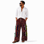 Men’s African Print Wide-Leg Trousers – Red & Multicolour