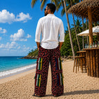 Men’s African Print Wide-Leg Trousers – Red & Multicolour