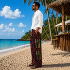 Men’s African Print Wide-Leg Trousers – Red & Multicolour