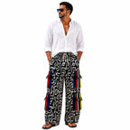 Men’s African Print Wide-Leg Trousers – Black & White
