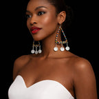 Handmade African Beaded Triangle Drop Earrings