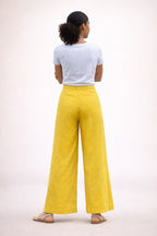 Women’s Button Detail Wide Leg Linen Blend Trousers