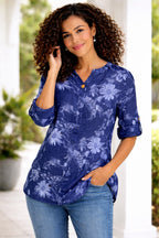 Women’s Floral One Button Cotton Shirt Blouse