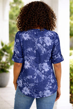 Women’s Floral One Button Cotton Shirt Blouse