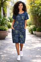 Women’s Colour Sticks Cotton Short Sleeve Dress