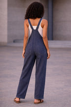 Women’s Stripy Cotton Dungarees Jumpsuit with Pockets