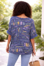 Women’s Colour Stick Print Cotton Relaxed Top