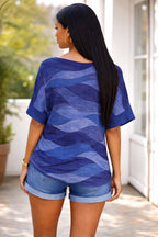 Women’s Abstract Wave Print Cotton Top