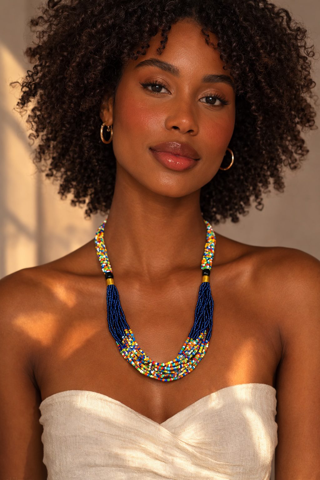 Multilayer African-Inspired Statement Beaded Necklace