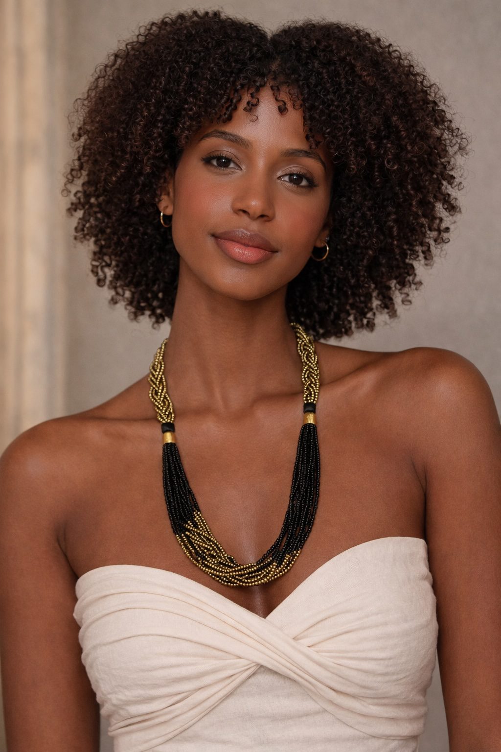 Multilayer African-Inspired Statement Beaded Necklace