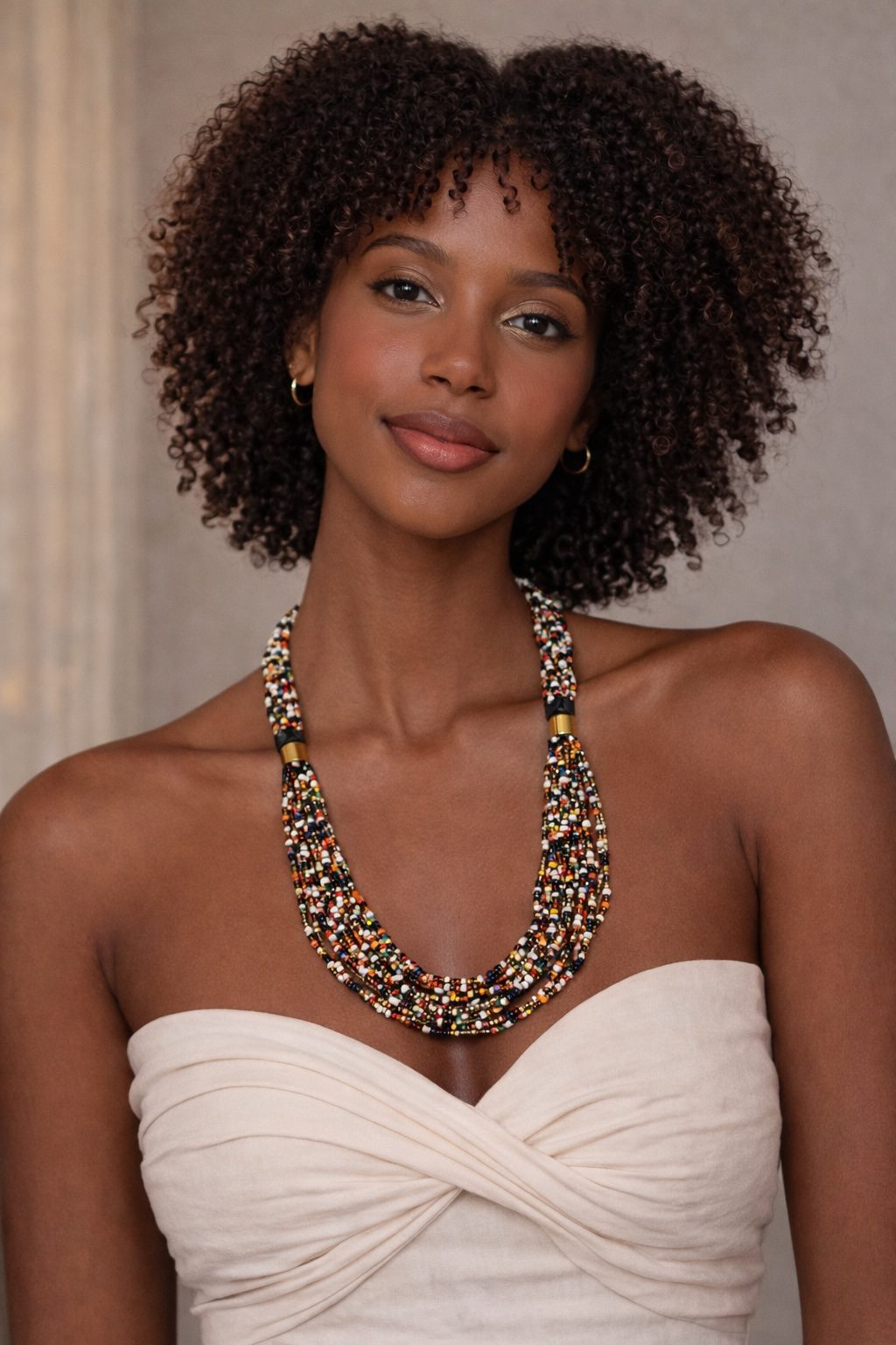 Multilayer African-Inspired Statement Beaded Necklace