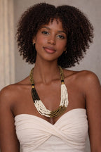 Multilayer African-Inspired Statement Beaded Necklace