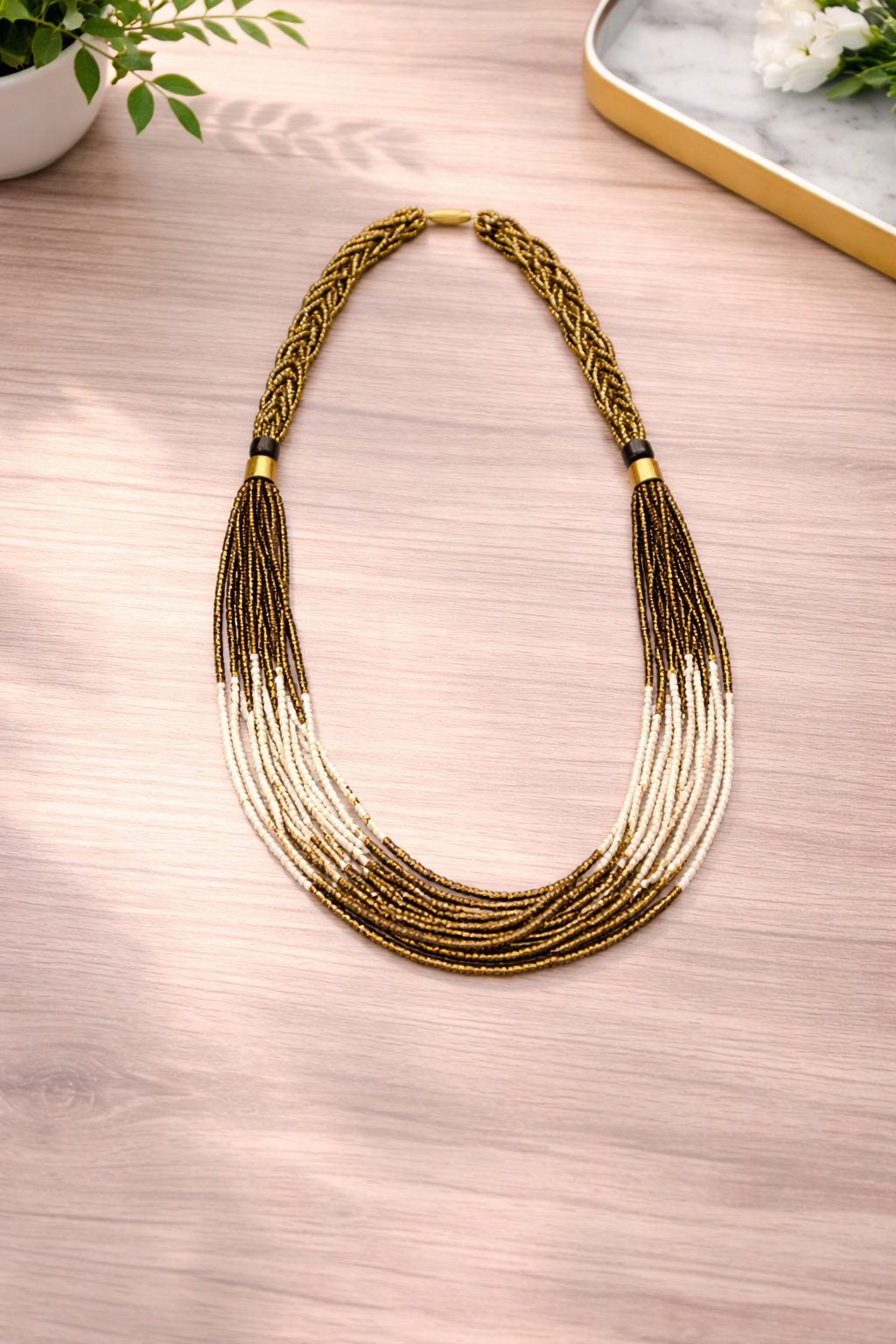 Multilayer African-Inspired Statement Beaded Necklace