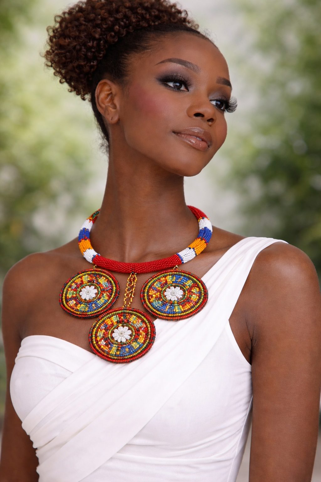 Handcrafted Beaded Disc Statement Necklace – Multicolour Heritage Design