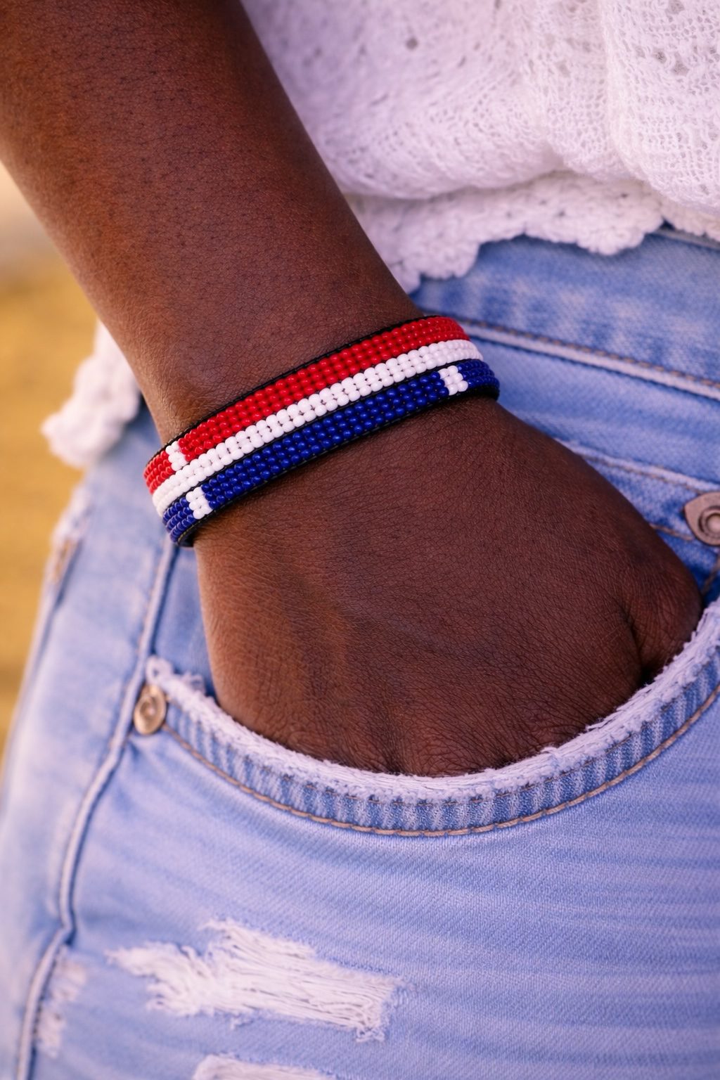 Country Beaded Bracelet – Handmade Cultural Beads Wristband
