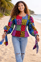 Multicolour Patchwork African Blouse