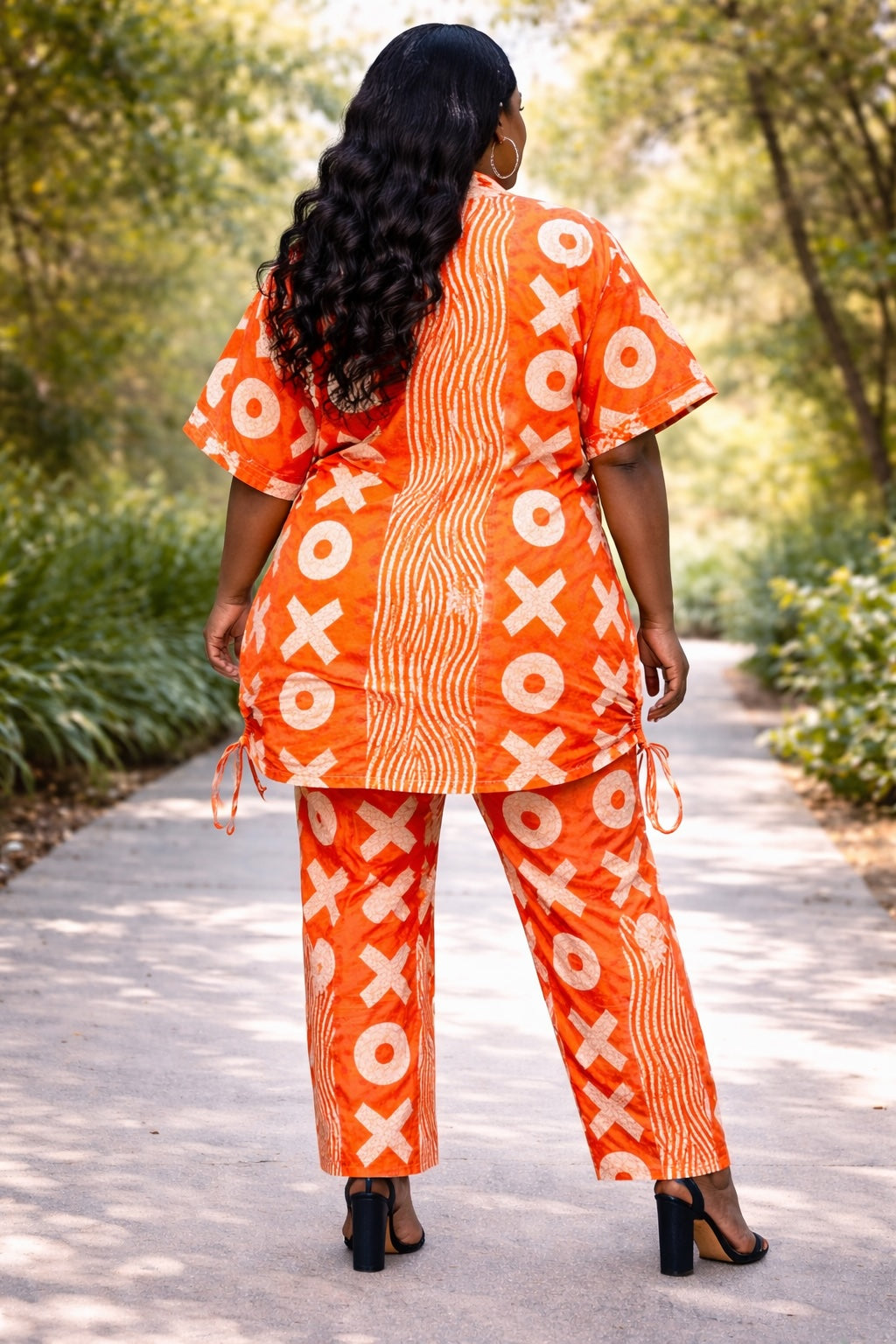 Women’s African Print Co-Ord Set with Wide Leg Trousers and Kimono Top