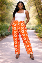 Women’s African Print Co-Ord Set with Wide Leg Trousers and Kimono Top