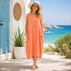 Women’s Stripy Cotton Sleeveless Dress – One Size Up to UK 18