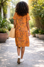 Women’s Colour Sticks Cotton Short Sleeve Dress