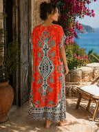 Women’s Paisley Print Kaftan Dress, Free Size 10-16, Loose Maxi Holiday Dress, Available in Turquoise, Orange and Pink