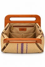 Oyé African-Inspired Woven Handbag with Wooden Handles – Elegant Statement Bag