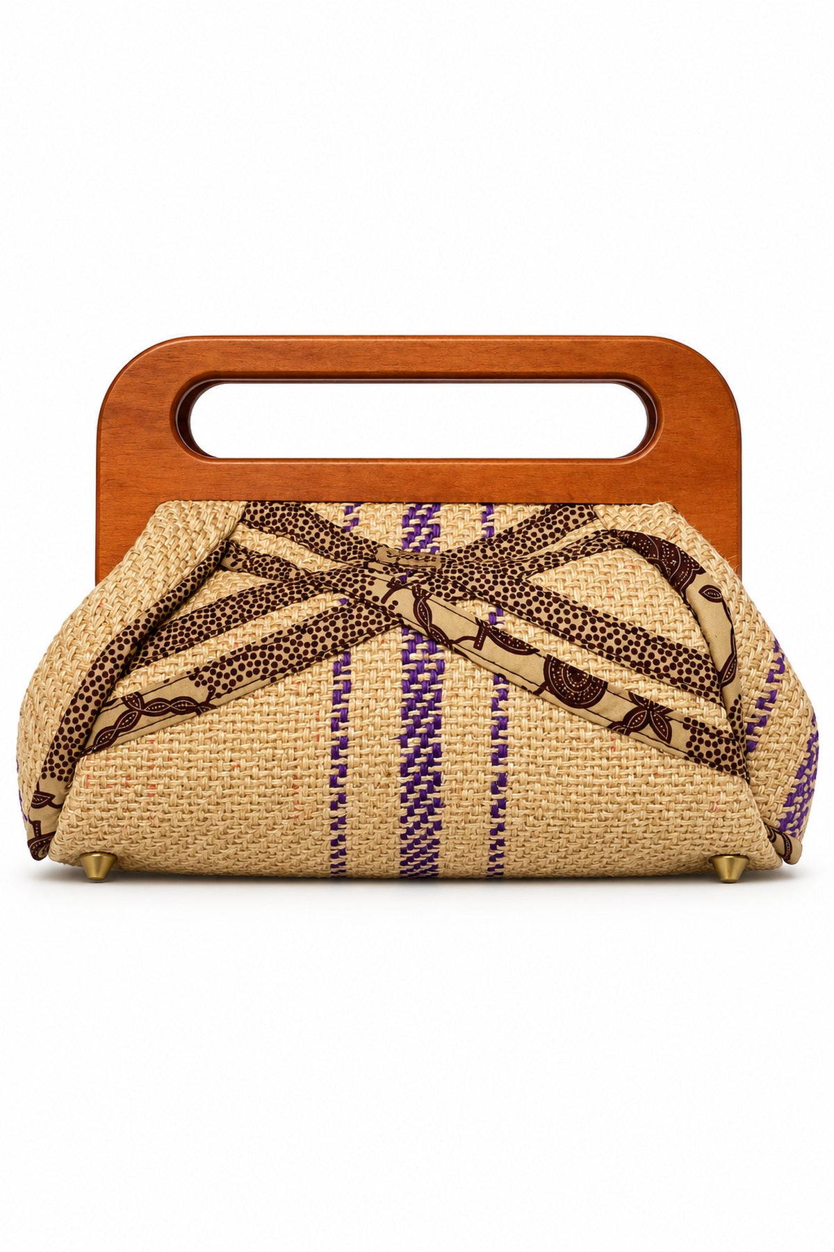 Oyé African-Inspired Woven Handbag with Wooden Handles – Elegant Statement Bag