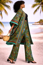 Green African Print Palazzo Trousers & Kimono Co-Ord Set