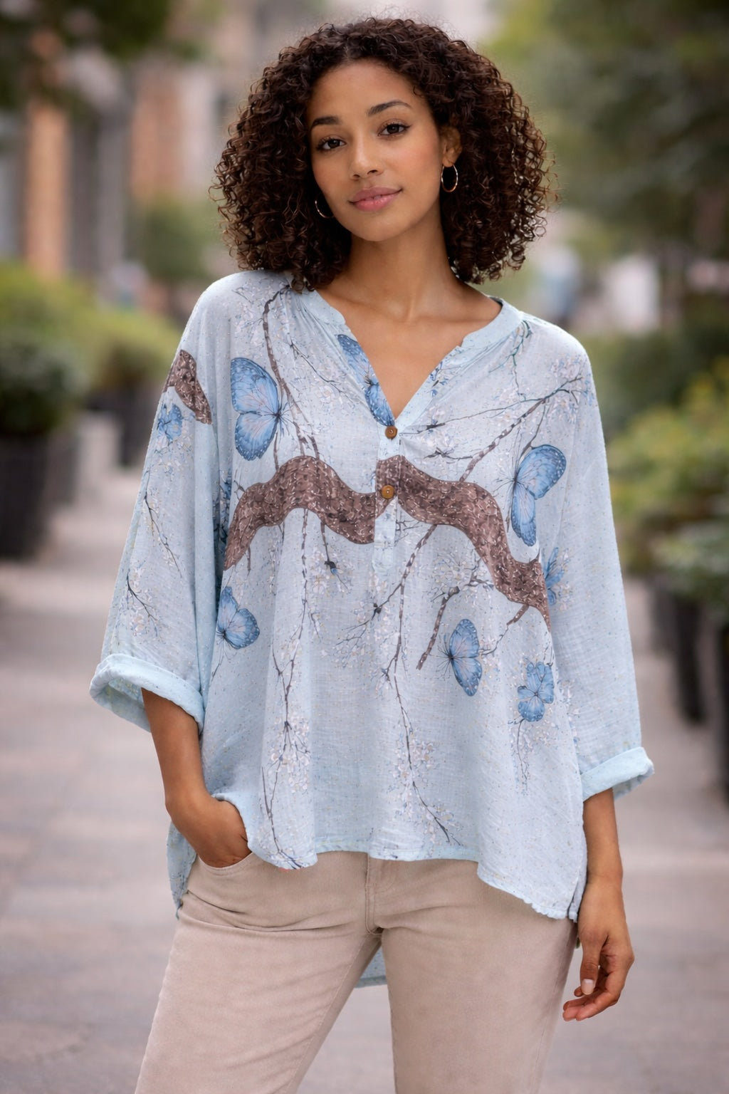 Butterfly Relaxed Tunic Blouse