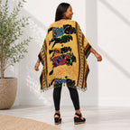 Women’s African Dashiki Kaftan Poncho Top – Mustard Yellow Multicolour Free Size