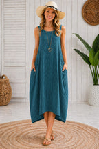 Women’s Stripy Cotton Sleeveless Dress – One Size Up to UK 18