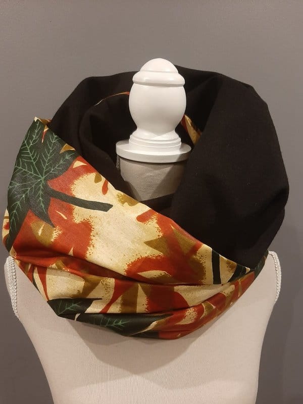 Leaf Print Ankara Unisex African Infinity Neck Scarf Snood