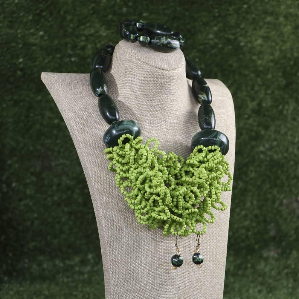 Lime Green Acrylic Beaded Necklace